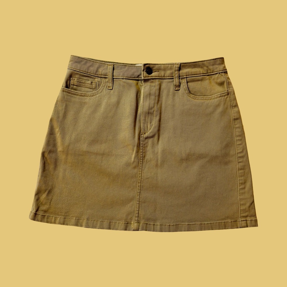 Vintage Y2K Hollister Khaki Stretch Mini Skirt Academia Neutral Size 3